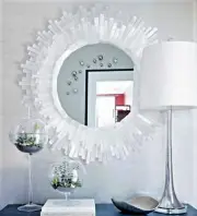Sun Burst Pattern Stunning Selenite Wall Hanging Mirror Handcrafted Luxury Decor