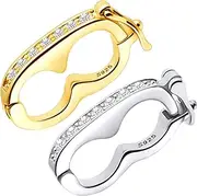 [OHINGLT] 925 Sterling Silver Necklace Shortener Clasp,Pearl Enhancer Push Clasp with Secure Lock,Strand Shortener Openable Lock Extender for Necklace Chain