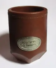 Malaysia HENNESSY X.O. COGNAC Vintage Leather DICE CUP 11cm Brown On The Rocks