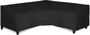 Easy-Going Patio V-Shaped Sectional Sofa Cover, Waterproof Outdoor Sectional Cover,Heavy Duty Garden Furniture Cover with Air Vent 89" L (on Each Side) x 33.5" D x 31" H, Black