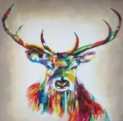 Framed Print Canvas Painting Art stag deer moose Street rainbow Pop Modern