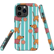 For iPhone 14 Pro Max Case Tough Protective Cover, Dachshund Dogs Cute