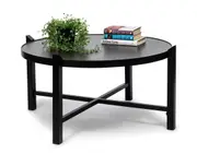 Large Coffee Table Wrought Iron Engraved Steel Top - Copper Black