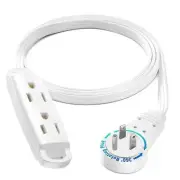 360 Degree Rotating Flat Extension Cord 3 Ft Multi 3 Outlet Power Cord Ground...