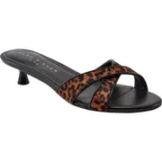 Marc Fisher LTD Tracey Kitten Heel Slide Sandal in Medium Brown Calf Hair at Nordstrom, Size 7