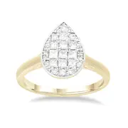 Pear Ring with 1/2ct of Diamonds in 9kt Yellow Gold