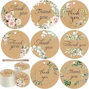 Karenhi 240 Pieces Thank You Gift Tags Handmade with String Wedding 2.3'' Round Brown Rustic Kraft Hang Tags for Wedding Party Favor DIY Craft and Birthday