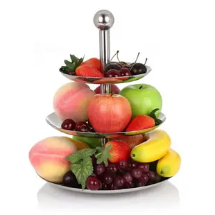 304不銹鋼水果盤三層水果塔糖果零食盤自助餐茶點心座蛋糕架歐式