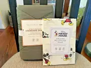 Snoopy Pottery Barn Mickey Mouse ￼PILLOWCASE +SHAM holiday Peanut Disney SET 2