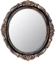 Eaoundm 13.1 x 14.8 inchs Decorative Wall Mirror,Vintage Hanging Mirrors for Bedroom Living-Room Dresser Decor Oval (Vintage Gold Bronze)