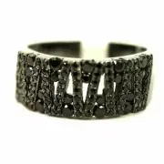 Ladies 97 Stone Black Cubic Zirconia Ring AnodizeSterling Silver Size 8 New $155