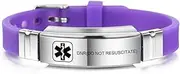 [MOWOM Medical] Bracelet Custom Engraved Silicone Adjustable Sport Name ID Identification Alert Medical Bracelet for Men Women Kids Stainless Steel Rubber- (Bundle with Emergency Card, Holder)