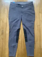 Kerrits Pants Womens XL Gray Stretch Denim Patch Thermal Pocket Breeches Riding