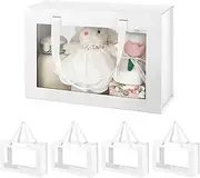 PETSLOVE Large White Clear Gift Boxes, 35.56x24.13x11.43 CM Gift Box with Window by Handle,Bridesmaid Proposal Boxes, Collapsible Box with Magnetic Closure (Glossy)