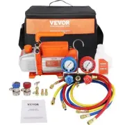 1/4 HP HVAC Vacuum Pump and Gauge Set 4 CFM Manifold Gauge Kit with Hose