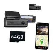 Dash Cam Front Rear, 4K Full HD Dash Camera for Cars, Free 64GB TF Card, Built