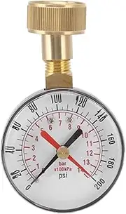 Pressure Gauge,Water Pressure Test Gauge,Aluminum Alloy Iron 0 to 200Psi Universal Water Pressure Test Gauge with 3/4 Female Hose Thread for Replacement