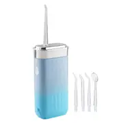 Mini Portable Oral Irrigator Rechargeable Water Flosser With Stretchable Water Tan -Blue