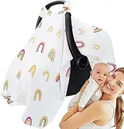 Kid Carseat,Muslin Cotton Carseat Covers Child - Breathable Child Carrier, Muslin Cotton Car Seat for Girl Boy, Dinosaur & Flower Design Fits Most Strollers