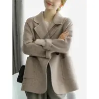 在飛比找ETMall東森購物網優惠-外套女韓版復古西裝雙面呢大衣