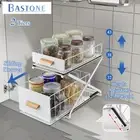 2-Tier Kitchen Bathroom Cabinet Organizer Countertop Storage Shelf Spice Jar