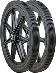 92001-2PK 20x2.0 Flat Free Ribbed Tread Cart Tire on Plastic Rim, 3/4" Bearing, Non-Marking, 250-Pound Load Capacity, 2 Pack