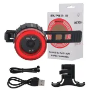 MEROCA Bicycle Rear Light USB Charging High Visibility Multifunction Flashing With Brake Sensor Tail Light MTB Road Bike