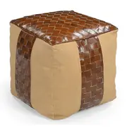 Leather and Canvas Ottoman