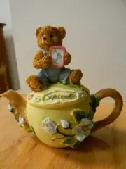 Trinket Box Bear Teapot *September* School ABC's Resin - New
