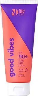 Good Vibes SPF 50+ Daily Face Cream 100 ml (Pack of 1) | Skincare Facecream Sunscreen, Sunscreen for All Ages, Face Moisturiser, Natural Tint | Apple