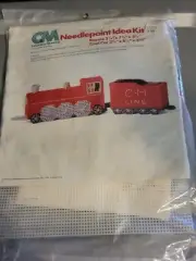 VTG Columbia Minerva Needlepoint Kit #8276 Engine Coal Car Plastic Canvas