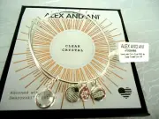 Alex and Ani APRIL CLEAR CRYSTAL Color Code Silver Bangle New W/Tag Card & Box