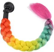 XYWHPGV Helmet Decor Pigtail Gradient Braid Ponytail Hair with Suction Cup 22.83" for Motorcycle Scooter Helmet Multicolor(6b07f 45698 4b5c8 274bf 7bdb9 93a2a