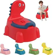Dinosaur Potty Training seat for Toddlers with Non-Slip Rubber Base, 110lbs Capacity, Portable Travel Potty for Boys & Girls, Baby Potty Training Toilet Seat, Toilet Seat for Toddler (Red)