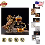 Luxury Glass Kungfu Teapot Set with Red Horse Design for Elegant Tea Ceremonies