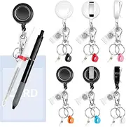 6 Pcs Retractable Pen Holders, Retractable Badge Reel, Pen Clips, Pen Holders for Lanyard, Nurse ID Badge Holder Retractable Clips, Pen Holder Clip for Office Hospital Badge Accessories