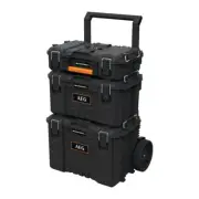 AEG Quickstack 2.0 Modular Storage 3 Piece Kit Organiser Tool Box Cart AQSSS3