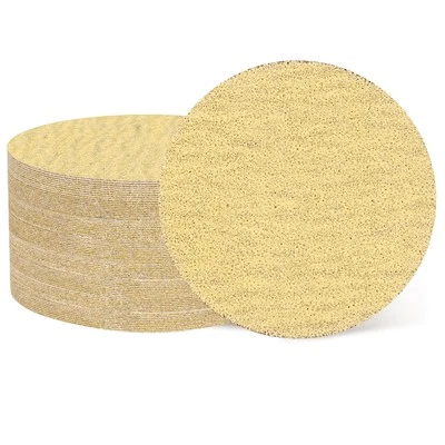 50 Pcs 3 Inch Sanding Disc 80 Grit Hook and Loop Sandpaper, Gold