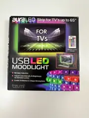 Tzumi Aura LED Mood Light Strip USB Powered Remote Control For LCD TV Up To 65”