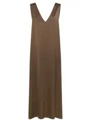 Solaqua | Allegra Silk Dress in Tobacco Brown | The UNDONE
