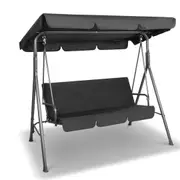 Swing Chair Hammock 3 Seater Bench Seat Canopy - Black