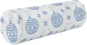 Cartoon Christmas Bells Blue Decorative Bolster Pillow Down Neck Roll Pillow Round Pillow Kids Decorative Cylinder Pillow Support Pillows for Legs