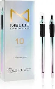 Mellie M Series Microblading Disposable Tools – 10 Piece Pack of 18 Pin U-Shape Microblading Pens – Thin & Sharp Microblading Supplies (Rainbow U18 .18mm)