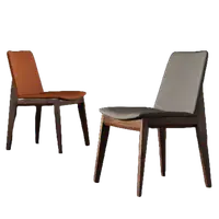 在飛比找蝦皮商城精選優惠-特價設計師靠背餐椅餐廳椅黑胡桃木家用輕奢餐椅北歐現代簡約真皮