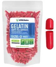 100 EMPTY Size #0 RED Kosher Gelatin Capsules Pills Made in USA COLORED Gelcaps