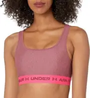 Under Armour Crossback Mid Heather Sports Bra Womens XS Cherry Pullover NEW