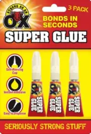 Glue - Super Glue 20g Pre Tube 3 Pack (Strong As An Ox)