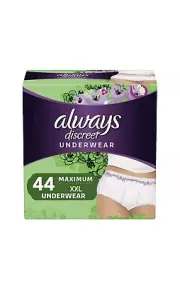 Always Discreet, Incontinence Underwear, Maximum Protection, XXL, 44 Count