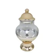 Belle Cero Decorative Glass Jar Storage Display Tabletop Decor w/ Lid Large Gold