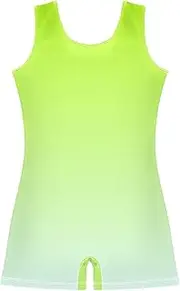 [GAIGEO] Girls Leotards for Gymnastics Toddler Lemon Green Light Cyan Gradient Leotard with Shorts Biketards Unitards 2-3t